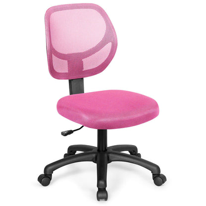 Low-back Computer Task Office Desk Chair with Swivel Casters, Pink Armless Chairs   at Gallery Canada