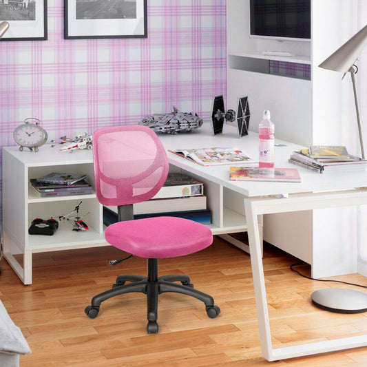 Low-back Computer Task Office Desk Chair with Swivel Casters, Pink Armless Chairs   at Gallery Canada