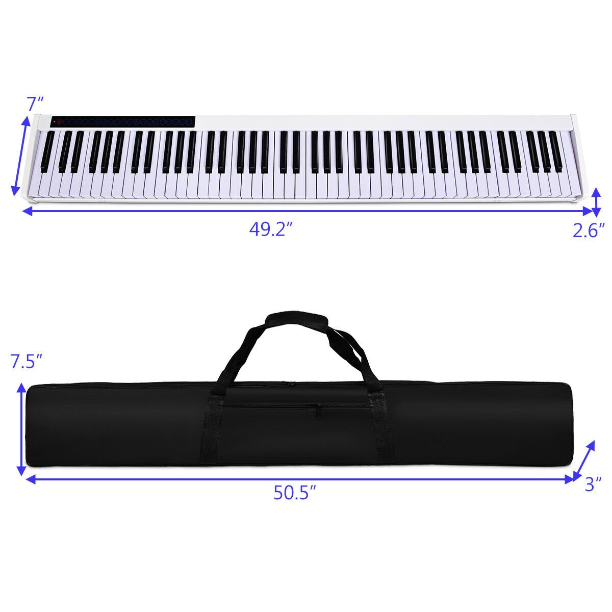 88-Key Portable Electronic Piano with Voice Function, White - Gallery Canada