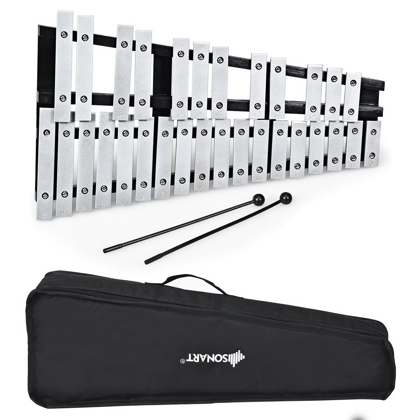 Foldable Aluminum Glockenspiel Xylophone 30 Note with Bag, Black Drums & Percussion   at Gallery Canada