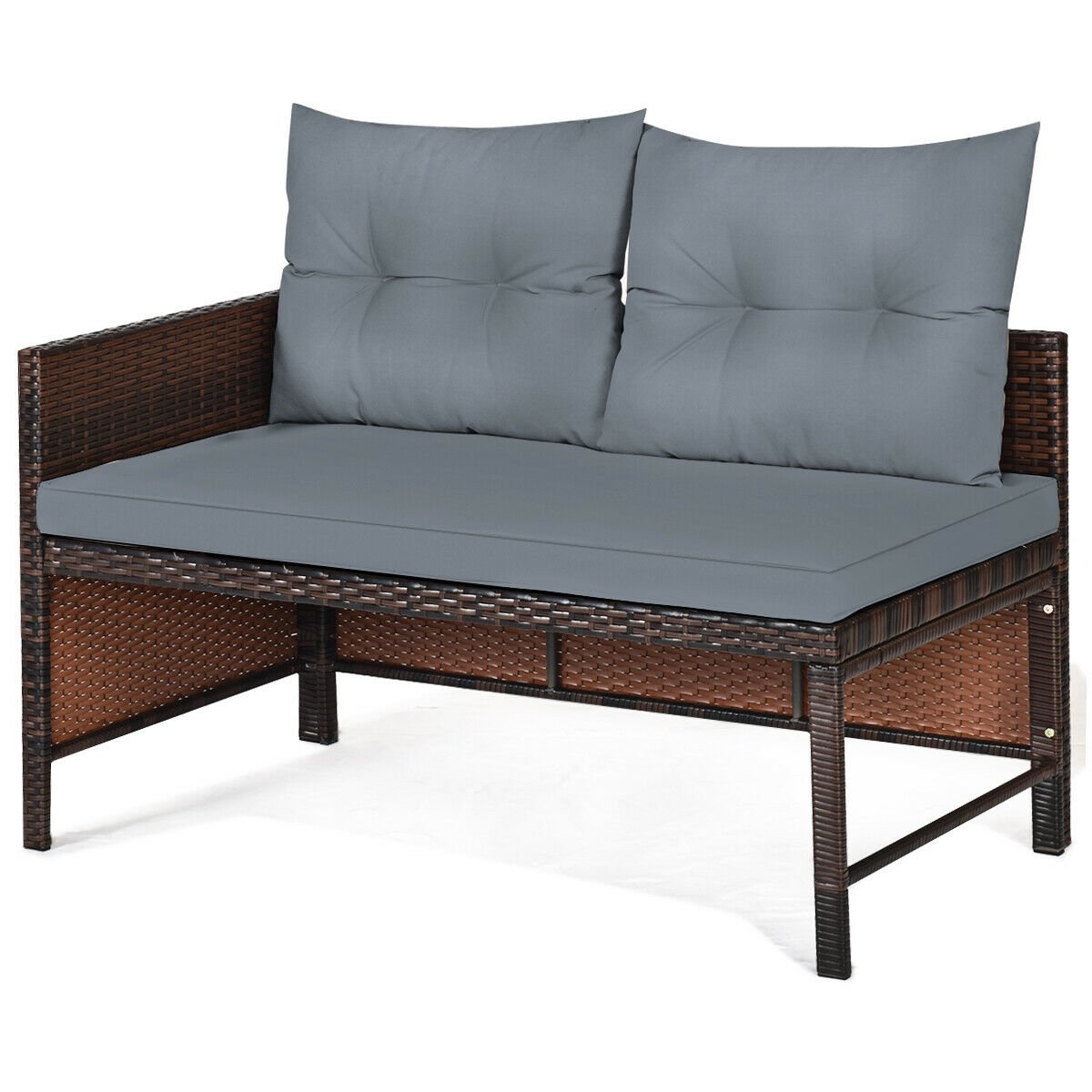 3 Pieces Patio Wicker Rattan Sofa Set, Gray Patio Conversation Sets   at Gallery Canada