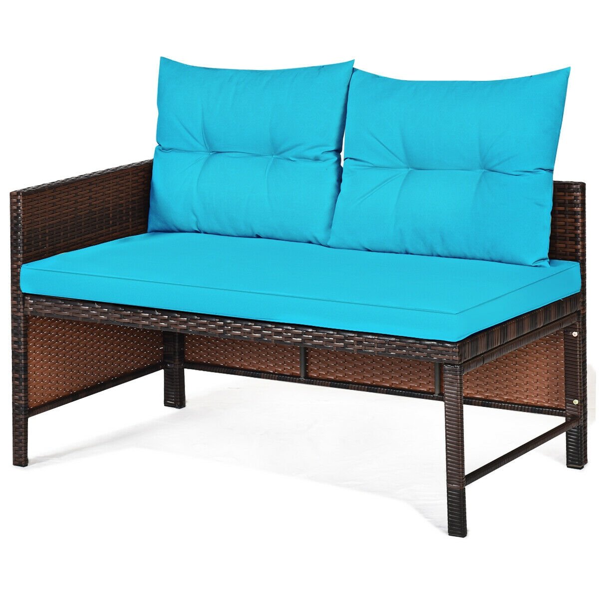 3 Pieces Patio Wicker Rattan Sofa Set, Turquoise Patio Conversation Sets   at Gallery Canada