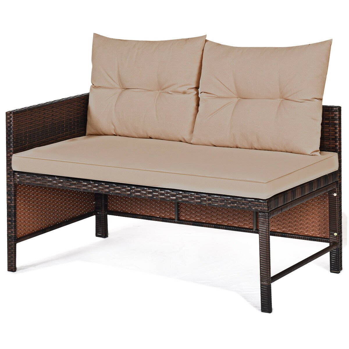 3 Pieces Patio Wicker Rattan Sofa Set, Beige Patio Conversation Sets   at Gallery Canada