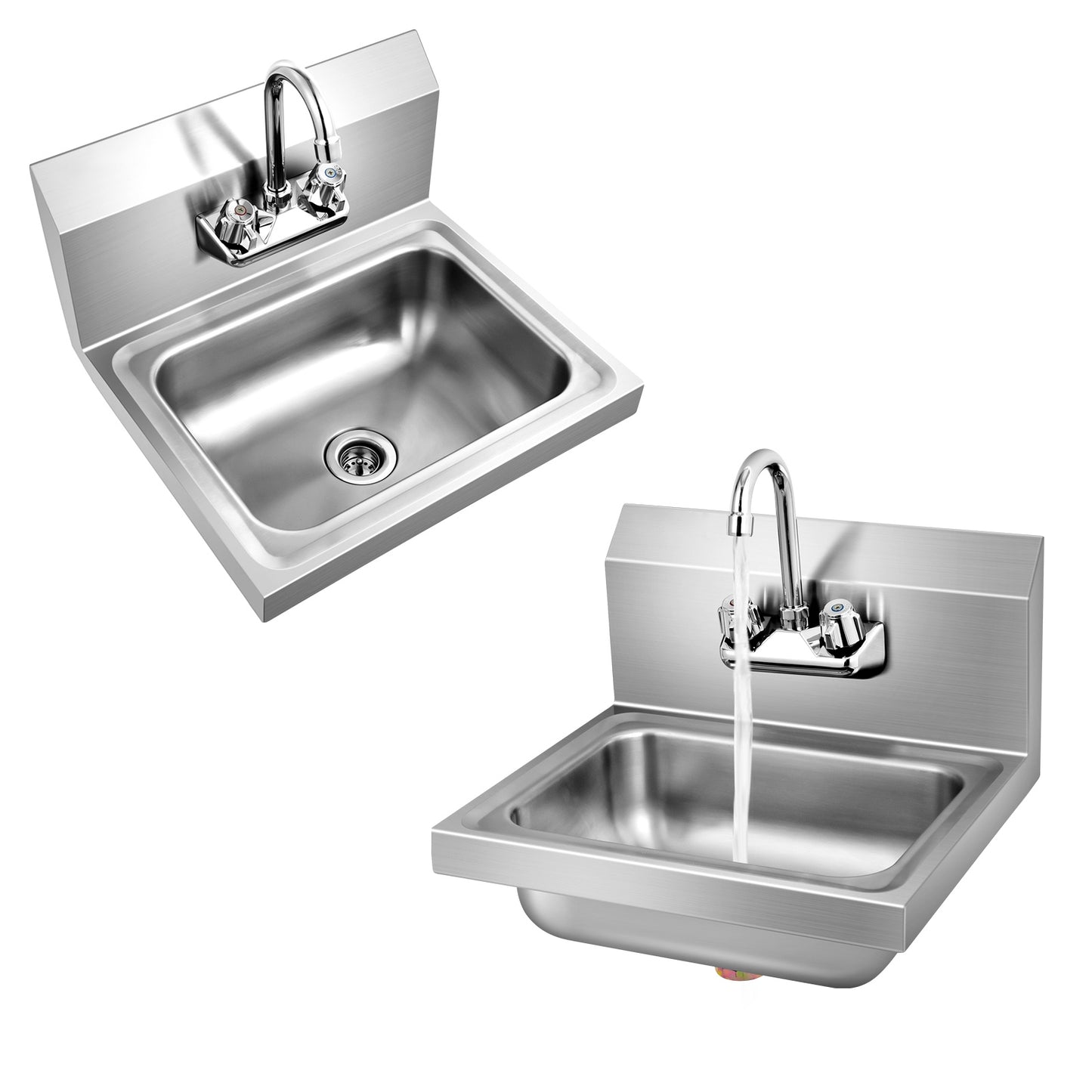 Stainless Steel Sink Wall Mount Hand Washing Sink with Faucet and Back Splash Kitchen Utensils at Gallery Canada