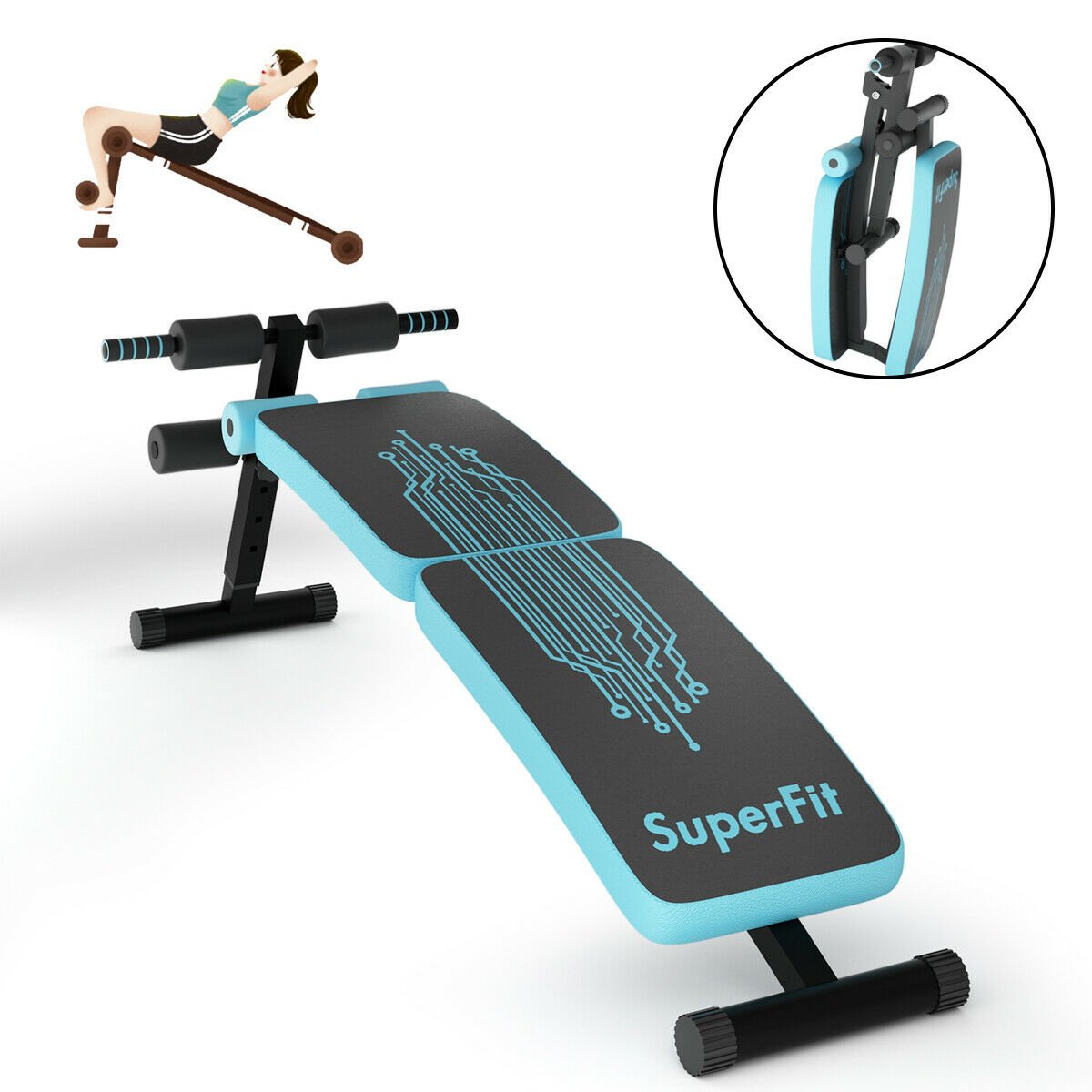 Abdominal Twister Trainer with Adjustable Height Exercise Bench, Blue Benches Racks & Bars   at Gallery Canada