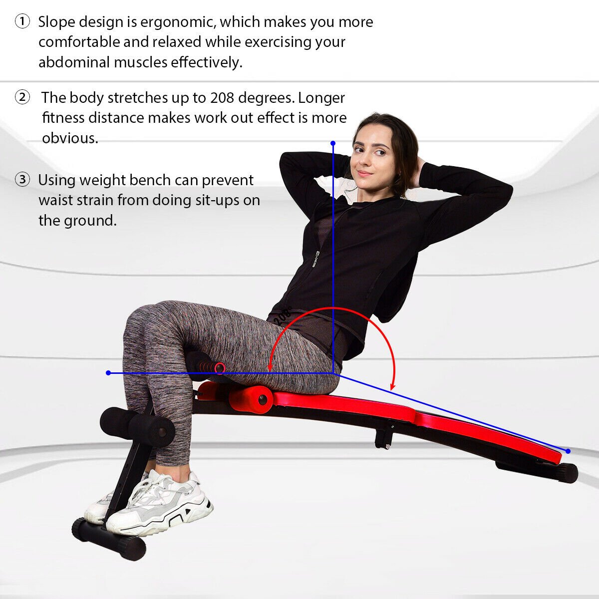 Abdominal Twister Trainer with Adjustable Height Exercise Bench, Red - Gallery Canada