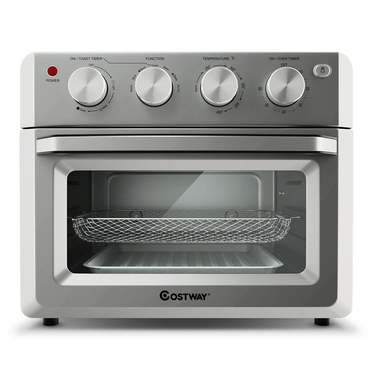 19 Qt Dehydrate Convection Air Fryer Toaster Oven with 5 Accessories, Silver Toaster Ovens at Gallery Canada