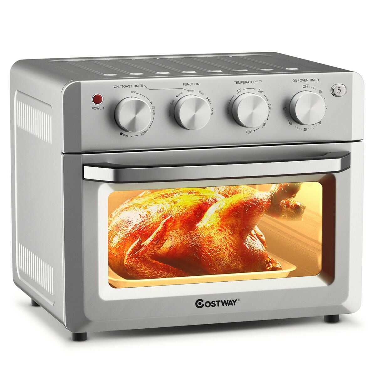 19 Qt Dehydrate Convection Air Fryer Toaster Oven with 5 Accessories, Silver Toaster Ovens   at Gallery Canada