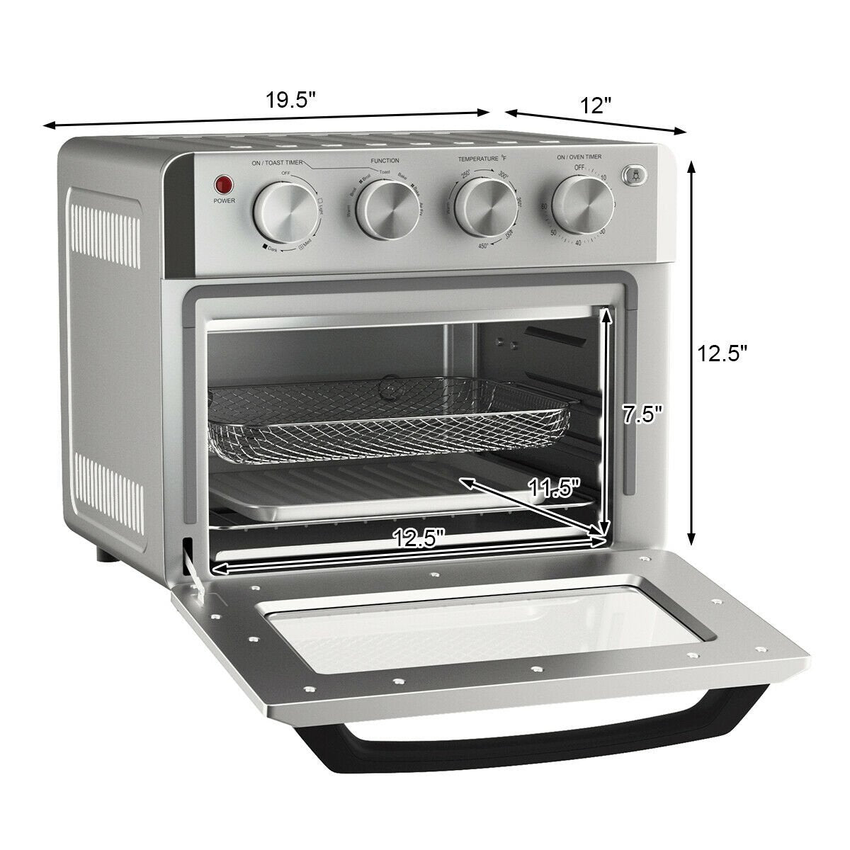 19 Qt Dehydrate Convection Air Fryer Toaster Oven with 5 Accessories, Silver Toaster Ovens   at Gallery Canada