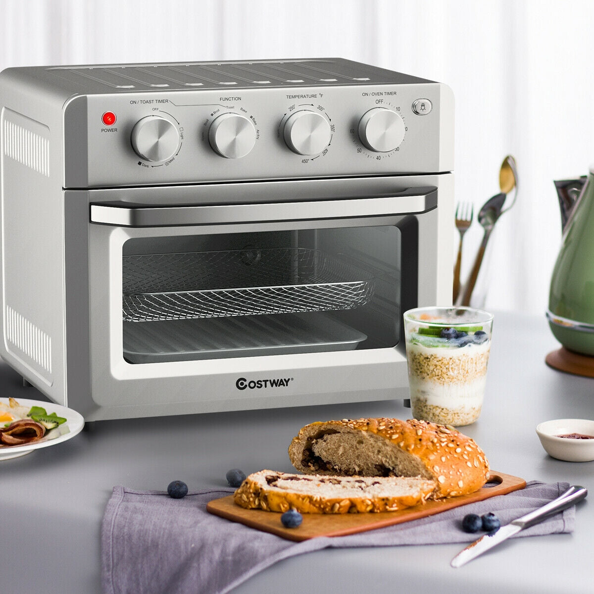 19 Qt Dehydrate Convection Air Fryer Toaster Oven with 5 Accessories, Silver Toaster Ovens at Gallery Canada