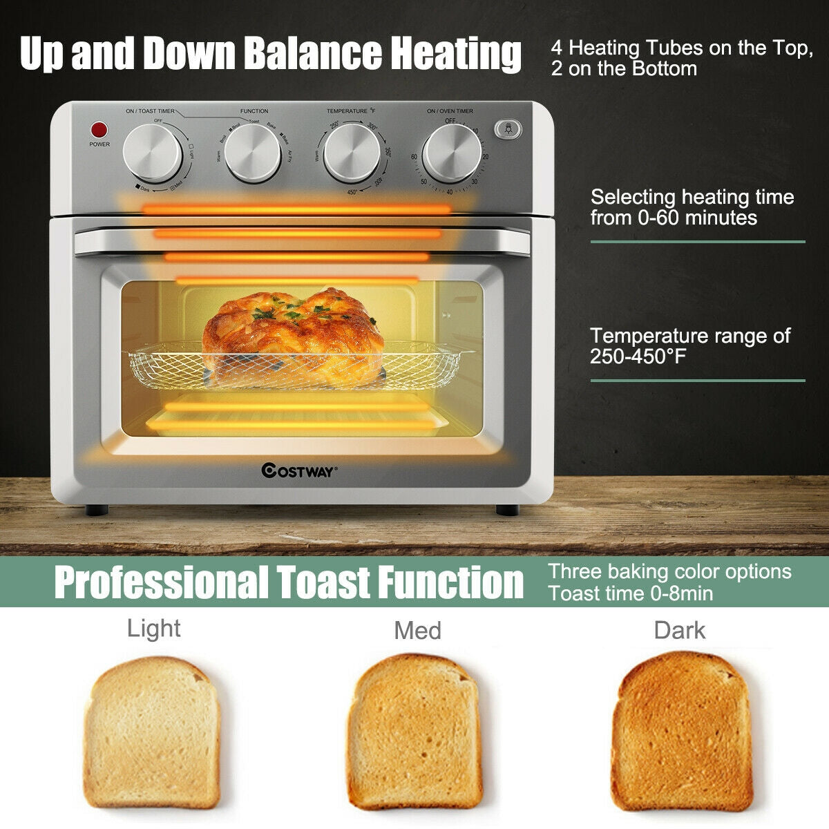 19 Qt Dehydrate Convection Air Fryer Toaster Oven with 5 Accessories, Silver Toaster Ovens at Gallery Canada