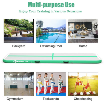 10 Feet Inflatable Gymnastics Tumbling Mat with Pump, Green Yoga & Gym Mats   at Gallery Canada