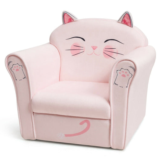 Kids Upholstered Cat Armrest Couch Sofa with Linen Fabric - Gallery Canada