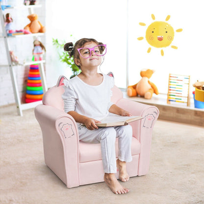 Kids Upholstered Cat Armrest Couch Sofa with Linen Fabric Kids Chairs & Seating   at Gallery Canada