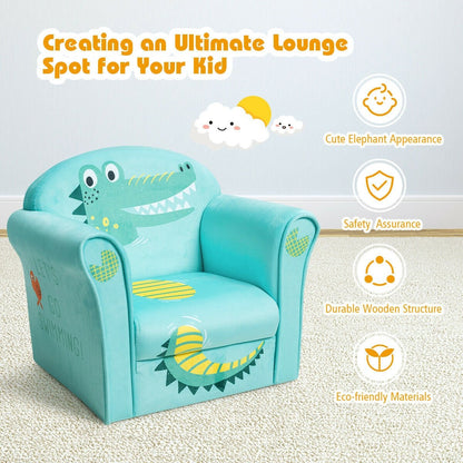 Kids Crocodile Armrest Upholstered Couch, Green Kids Chairs & Seating   at Gallery Canada