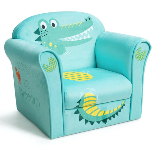 Kids Crocodile Armrest Upholstered Couch, Green