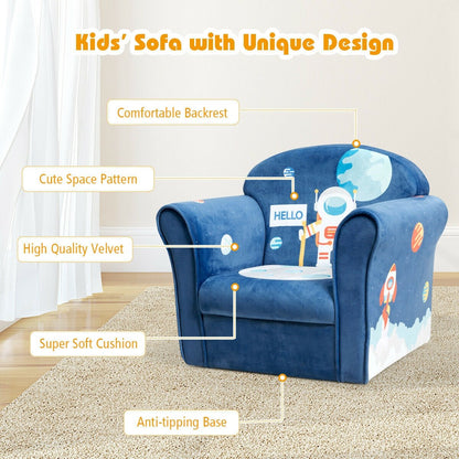 Kids Astronaut Armrest Upholstered Couch, Blue Kids Chairs & Seating   at Gallery Canada