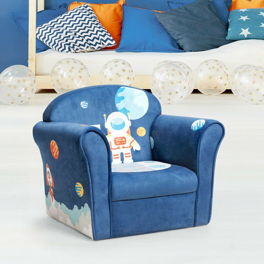 Kids Astronaut Armrest Upholstered Couch, Blue - Gallery Canada