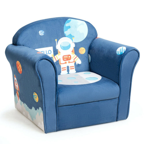 Kids Astronaut Armrest Upholstered Couch, Blue