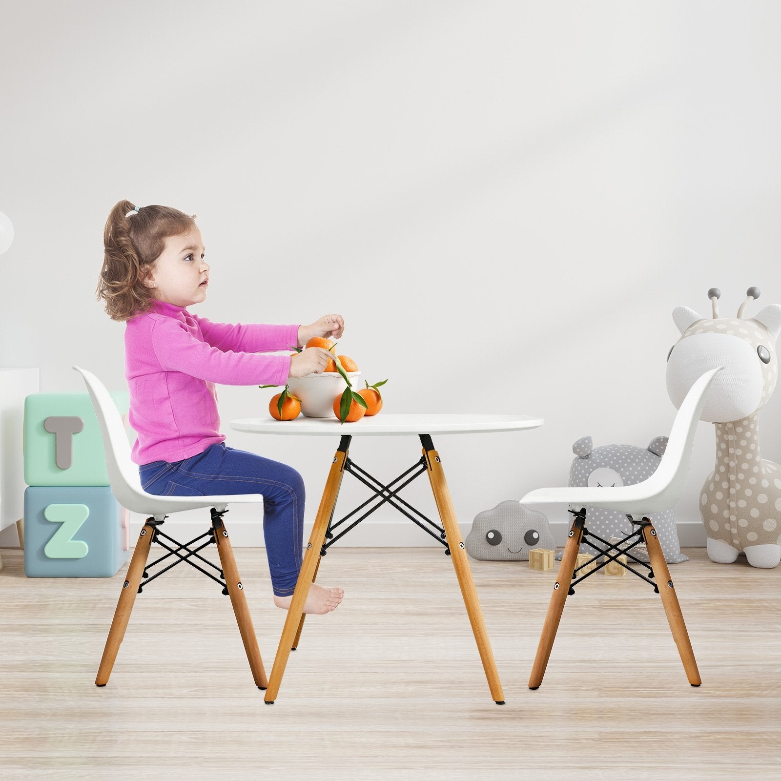 Kid's Modern Dining Table Set with 2 Armless Chairs, White Kids Table & Chair Sets   at Gallery Canada