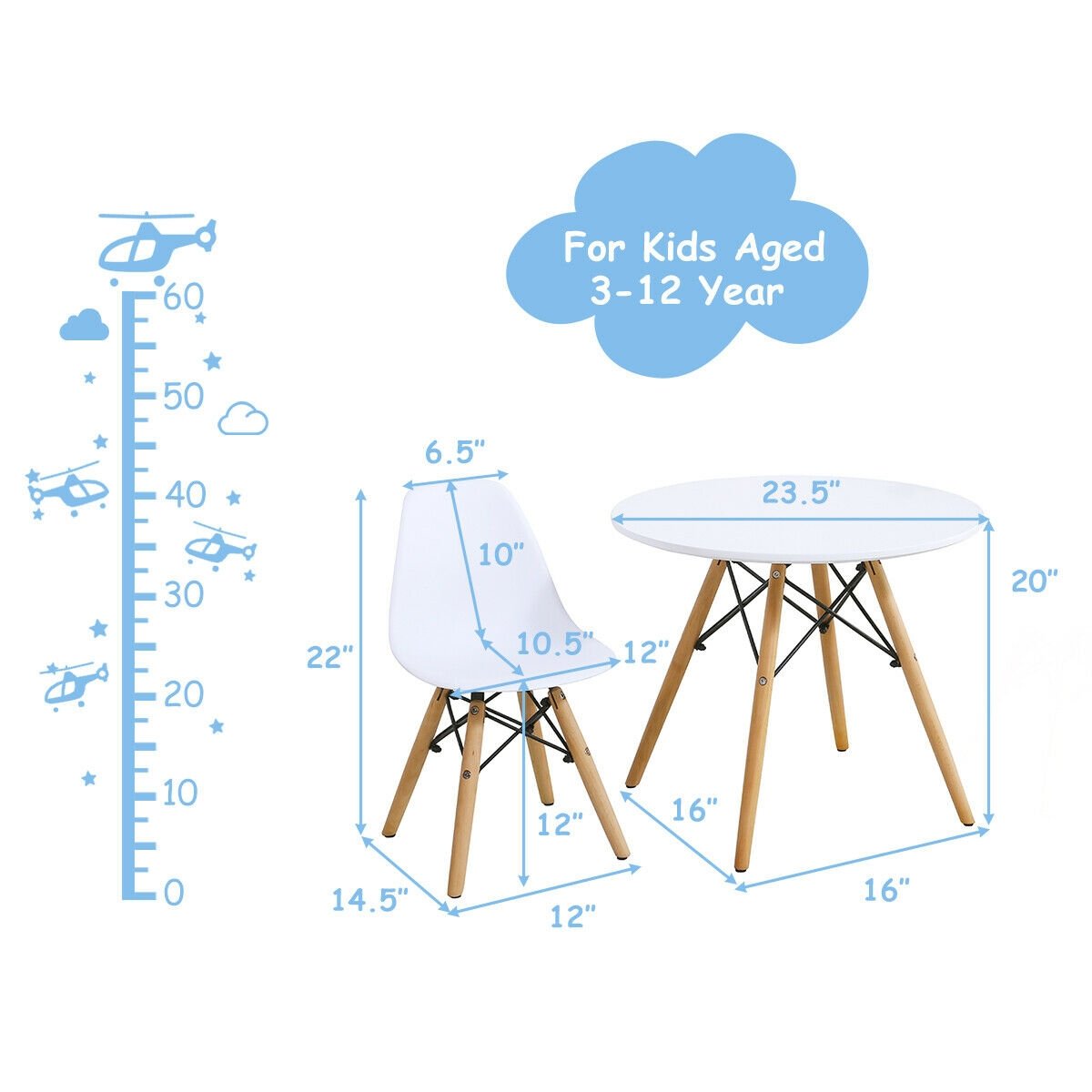 Kid's Modern Dining Table Set with 2 Armless Chairs, White Kids Table & Chair Sets   at Gallery Canada