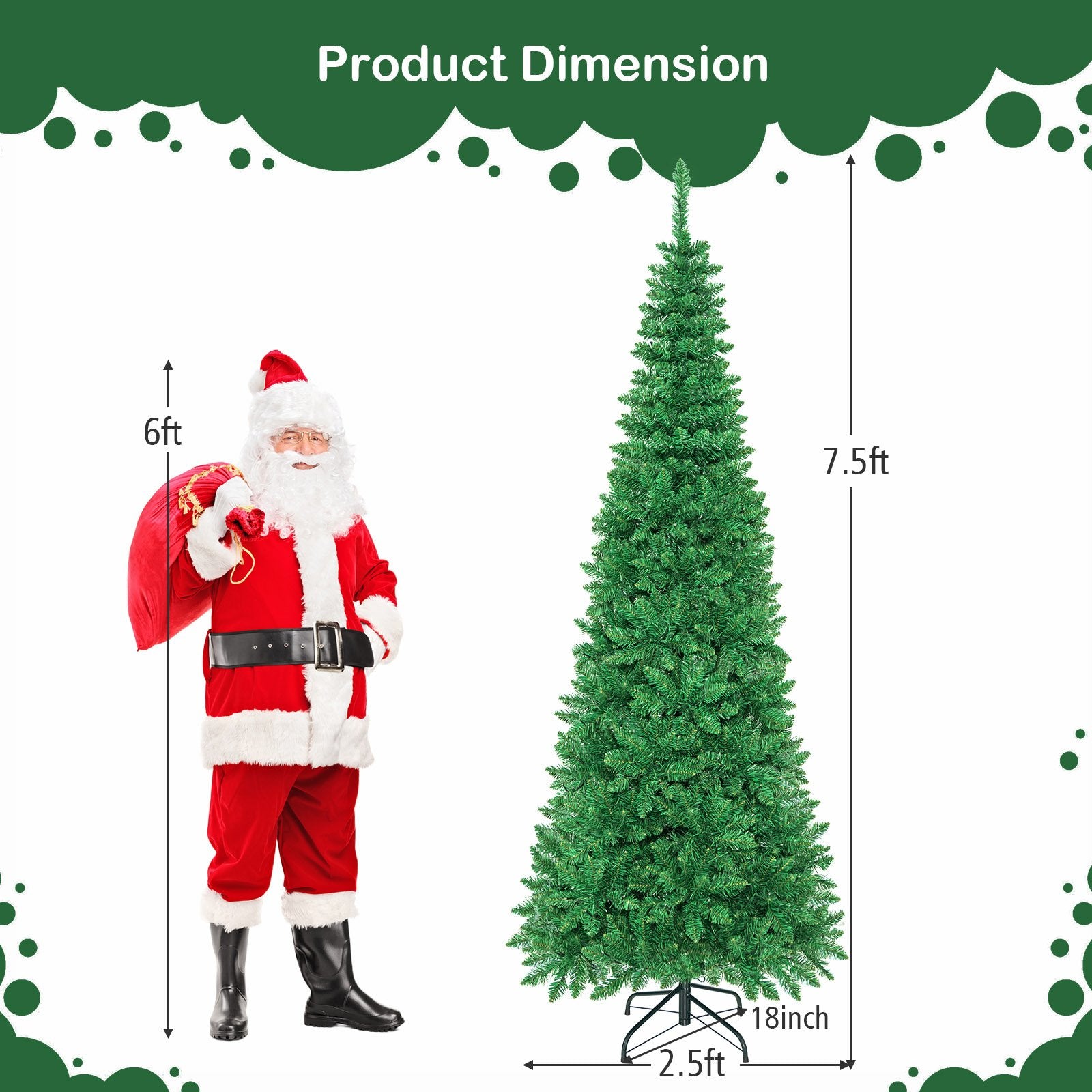 Artificial National Foot Kingswood Fir Pencil Christmas Tree-7.5 ft, Green Christmas Tree   at Gallery Canada