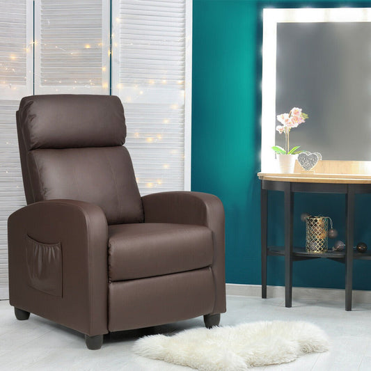 Recliner Sofa Wingback Chair with Massage Function, Brown Accent Chairs   at Gallery Canada