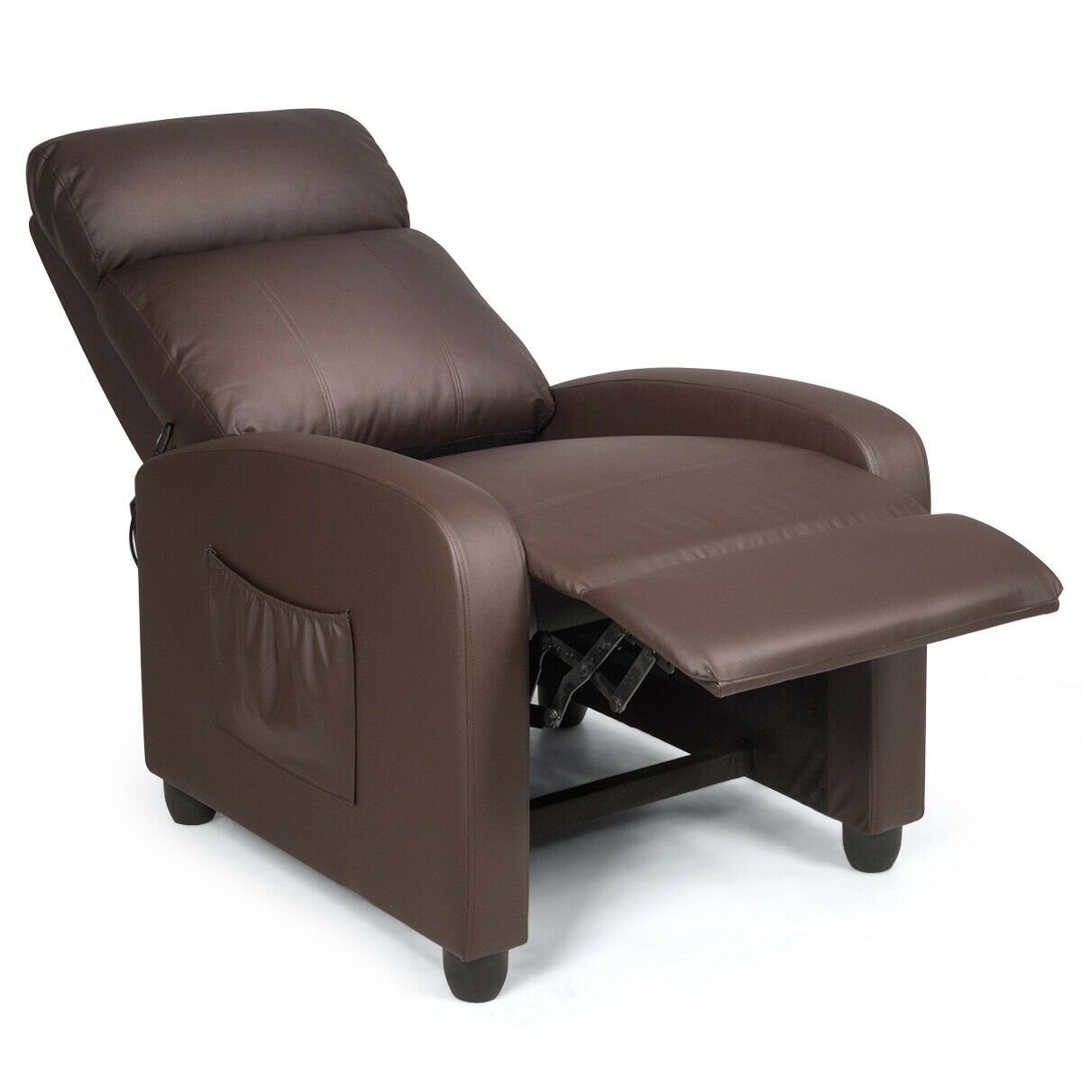 Recliner Sofa Wingback Chair with Massage Function, Brown Accent Chairs   at Gallery Canada