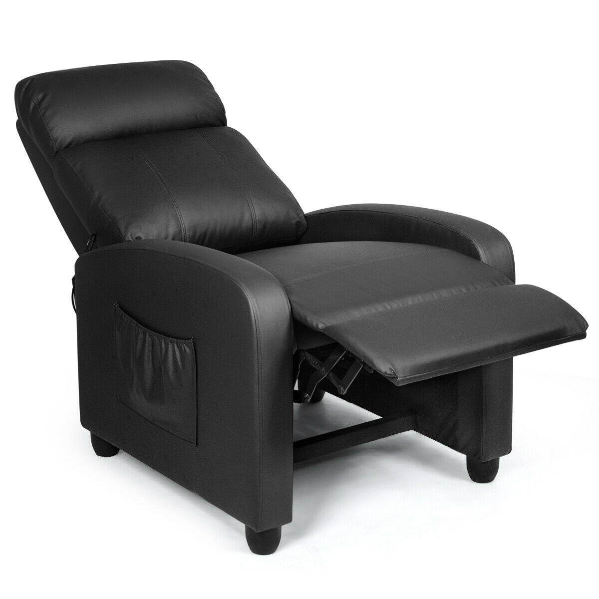 Recliner Massage Winback Single Chair with Side Pocket, Black Accent Chairs   at Gallery Canada