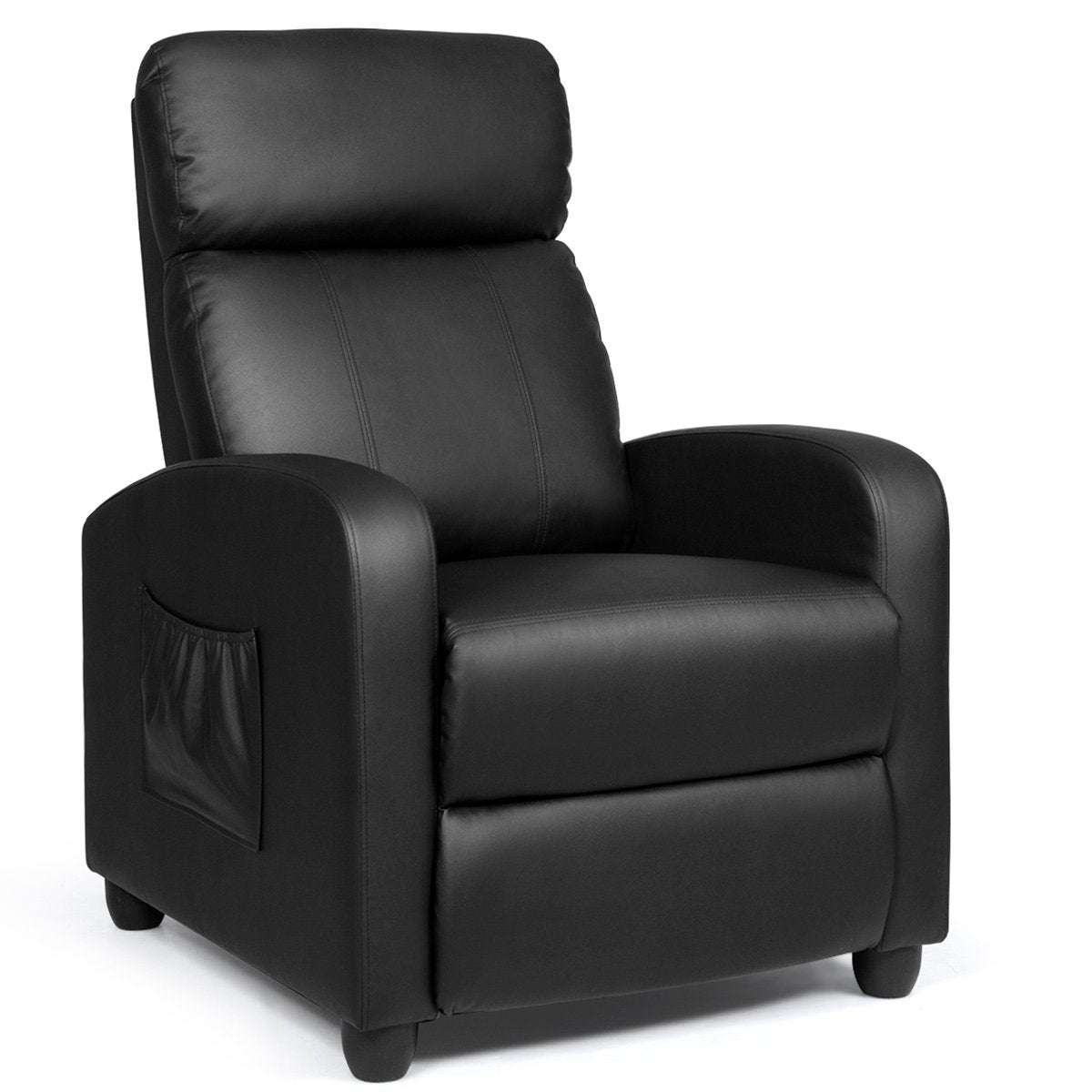 Recliner Massage Winback Single Chair with Side Pocket, Black Accent Chairs   at Gallery Canada