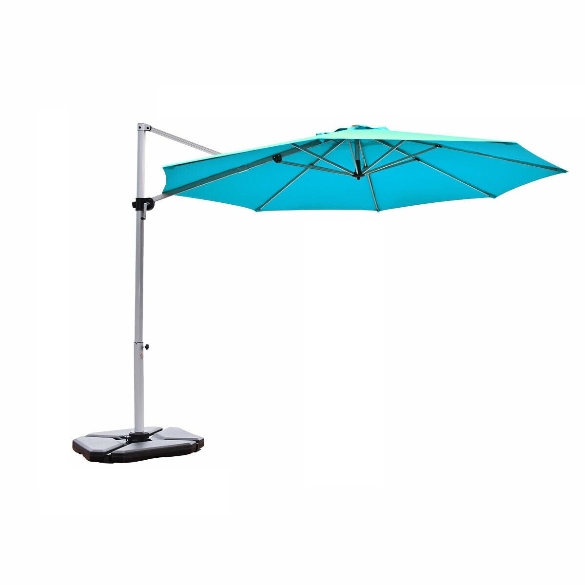 11 Feet Patio Offset Cantilever Umbrella 360° Rotation Aluminum Tilt, Blue Outdoor Umbrellas   at Gallery Canada