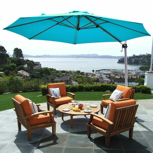 11 Feet Patio Offset Cantilever Umbrella 360° Rotation Aluminum Tilt, Blue