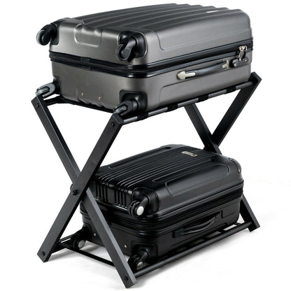 Folding Metal Luggage Rack Suitcase with Shelf Black, Black Shoe Racks & Storage Benches   at Gallery Canada