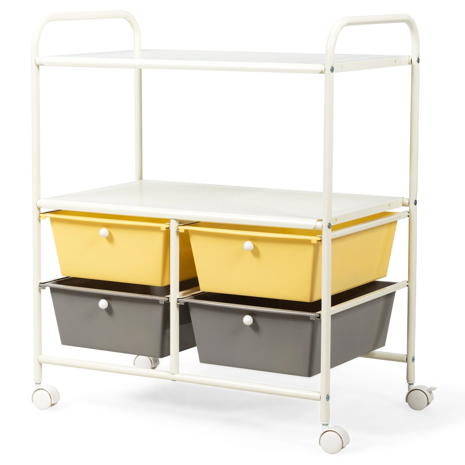 4 Drawers Shelves Rolling Storage Cart Rack, Yellow File Cabinets   at Gallery Canada