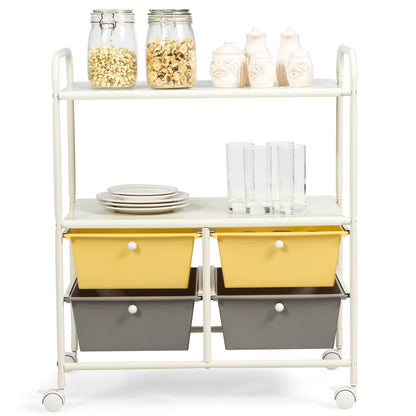 4 Drawers Shelves Rolling Storage Cart Rack, Yellow File Cabinets   at Gallery Canada