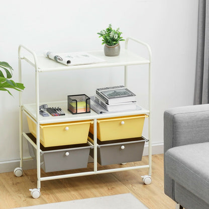 4 Drawers Shelves Rolling Storage Cart Rack, Yellow File Cabinets   at Gallery Canada