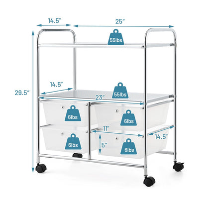 4 Drawers Shelves Rolling Storage Cart Rack, Transparent File Cabinets   at Gallery Canada