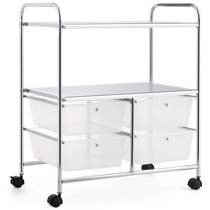 4 Drawers Shelves Rolling Storage Cart Rack, Transparent File Cabinets   at Gallery Canada