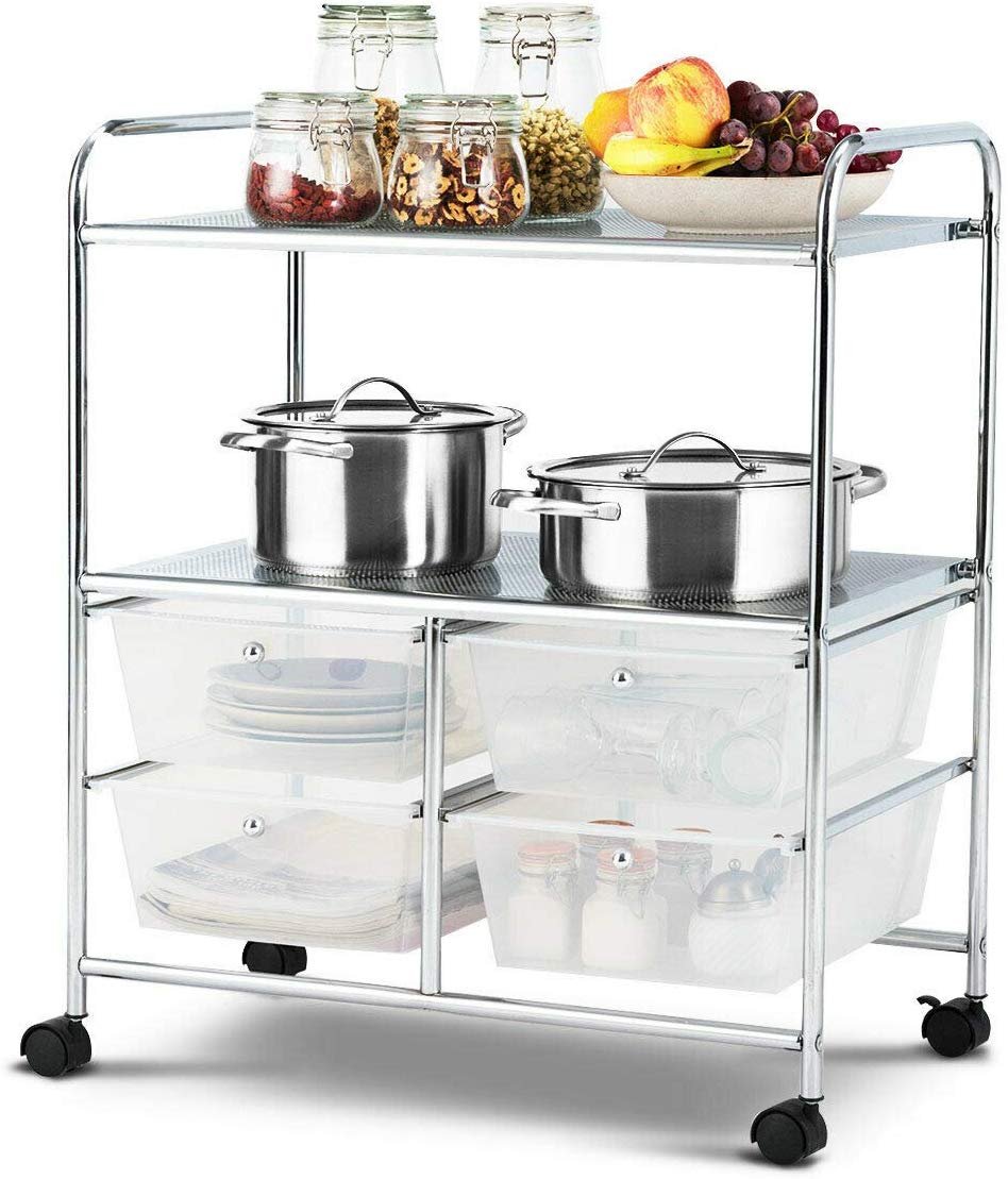 4 Drawers Shelves Rolling Storage Cart Rack, Transparent File Cabinets   at Gallery Canada