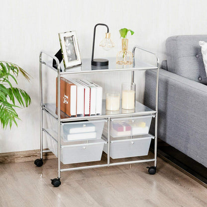 4 Drawers Shelves Rolling Storage Cart Rack, Transparent File Cabinets   at Gallery Canada