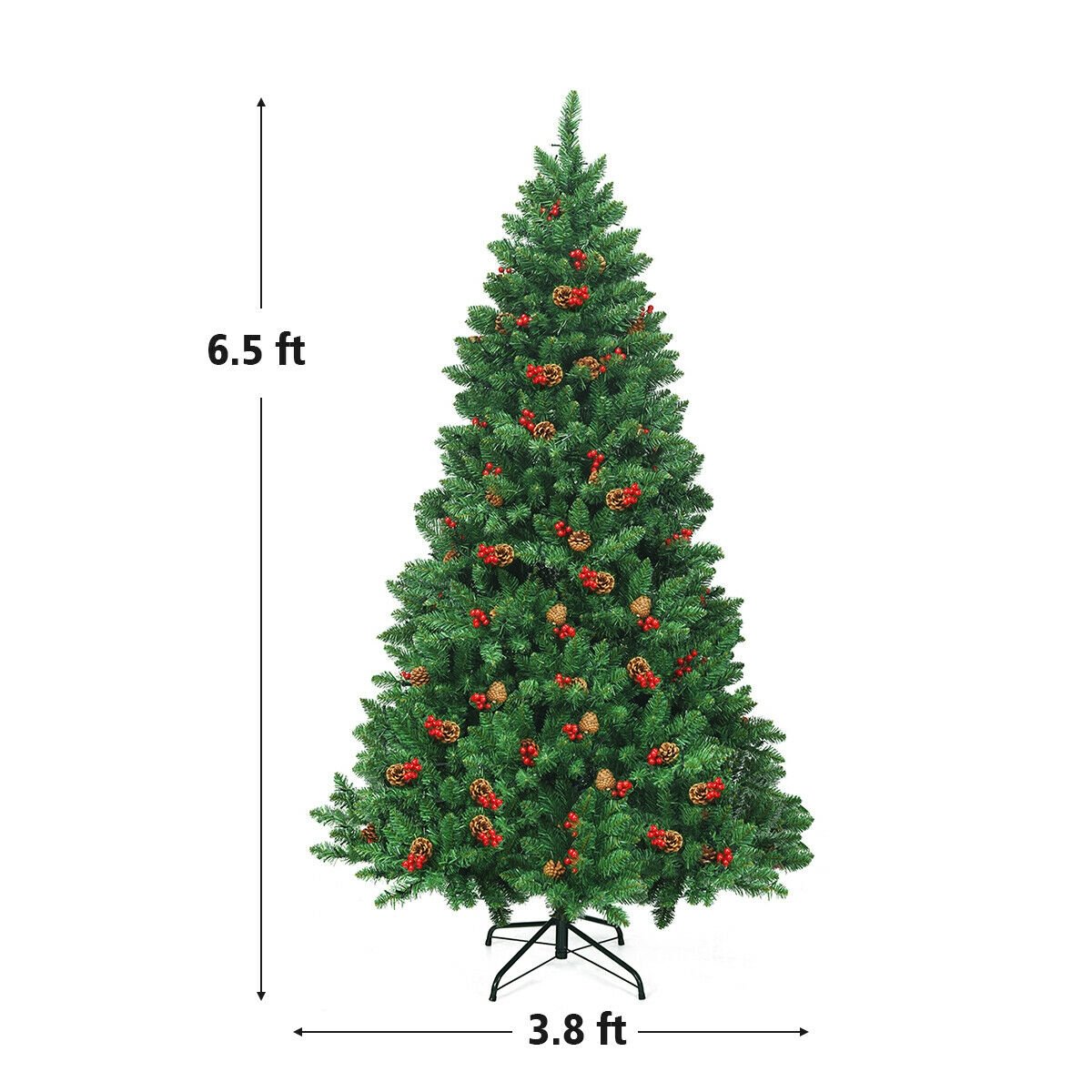 6.5 Feet Pre-lit Hinged Christmas Tree with LED Lights, Green Christmas Tree   at Gallery Canada