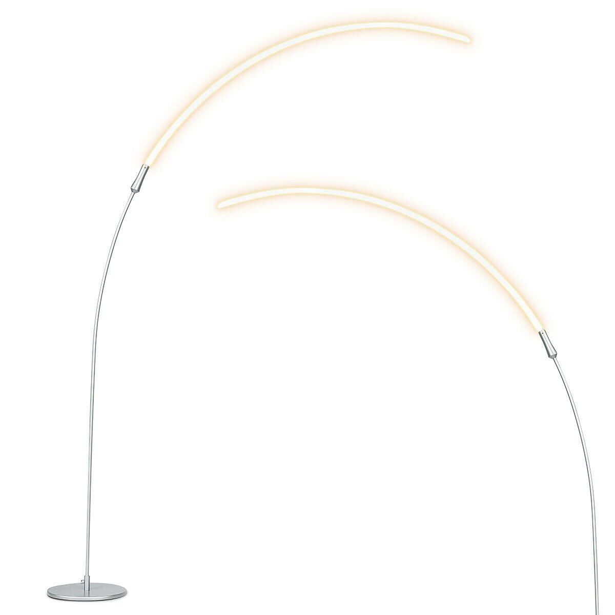 LED Arc Floor Lamp with 3 Brightness Levels-Silver, Silver - Gallery Canada