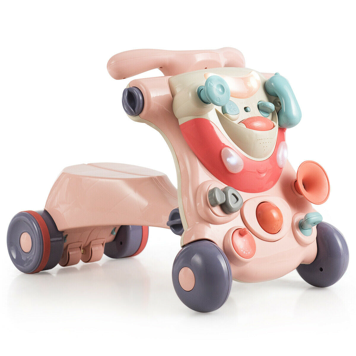 2-in-1 Baby Walker with Activity Center, Pink Baby Walkers Pink at Gallery Canada