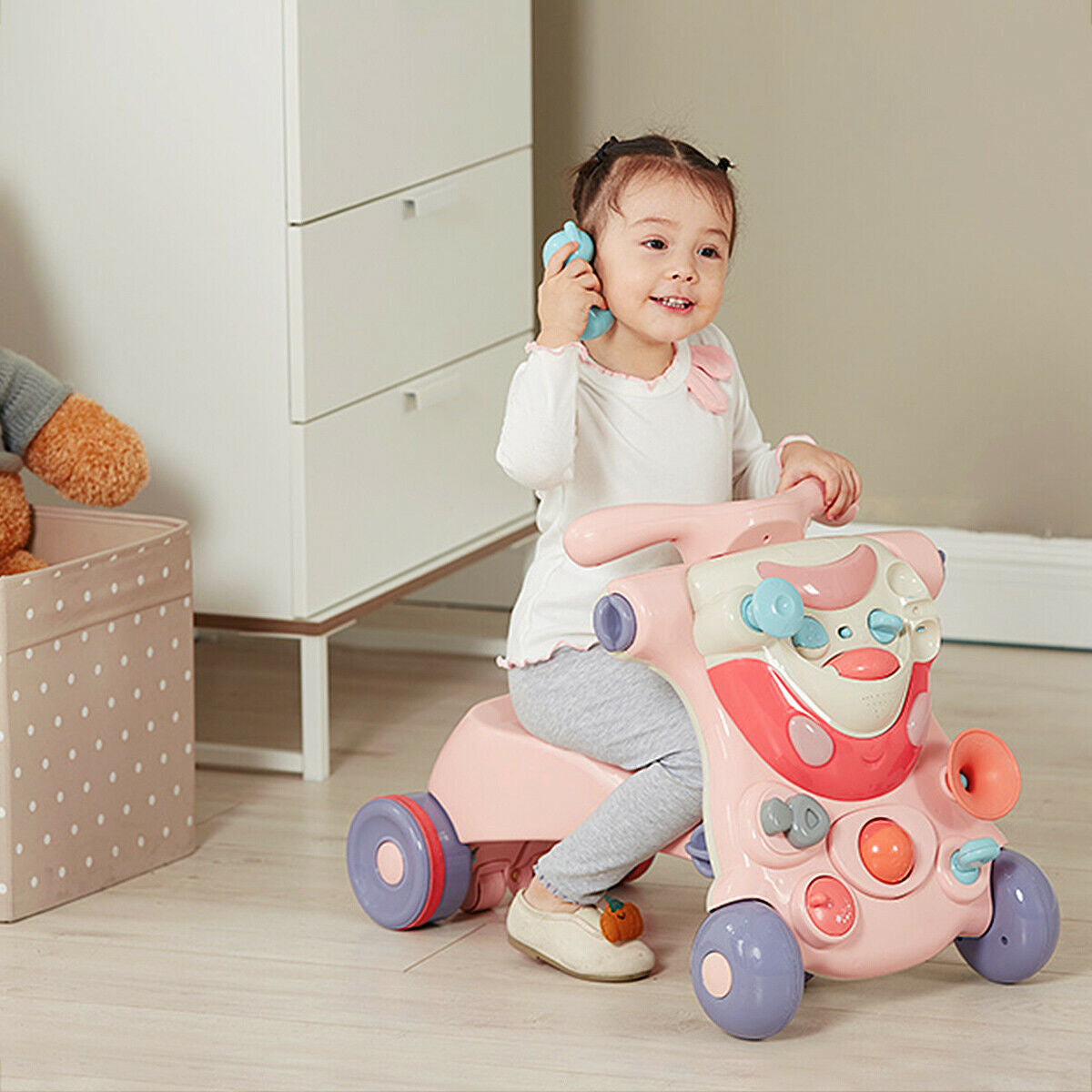 2-in-1 Baby Walker with Activity Center, Pink Baby Walkers at Gallery Canada