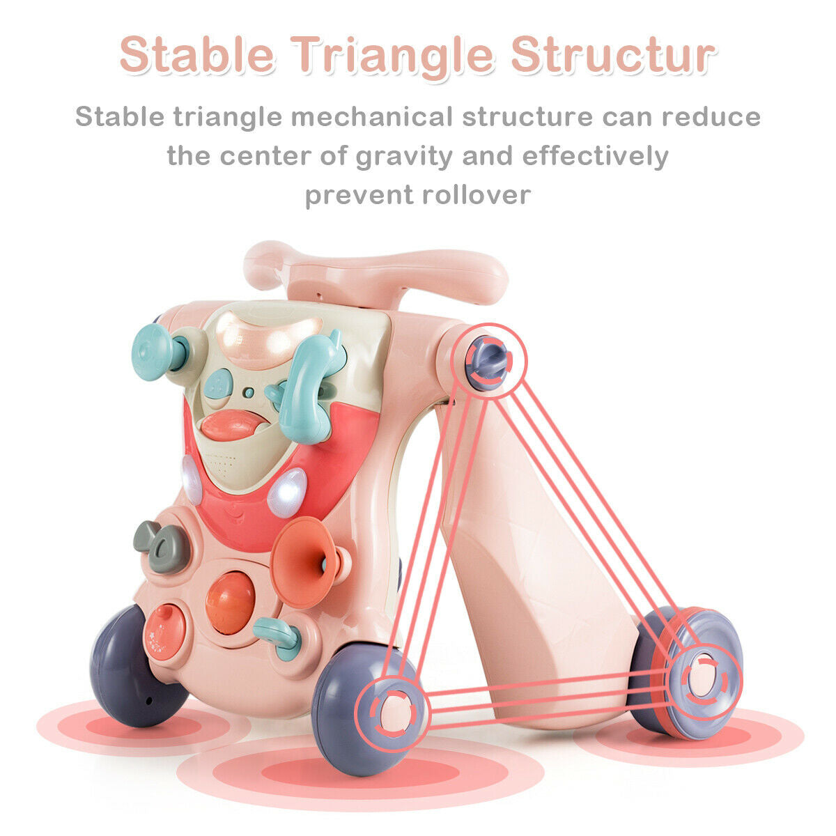 2-in-1 Baby Walker with Activity Center, Pink Baby Walkers at Gallery Canada