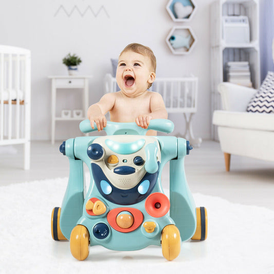 2-in-1 Baby Walker with Activity Center, Blue Baby Walkers Blue at Gallery Canada