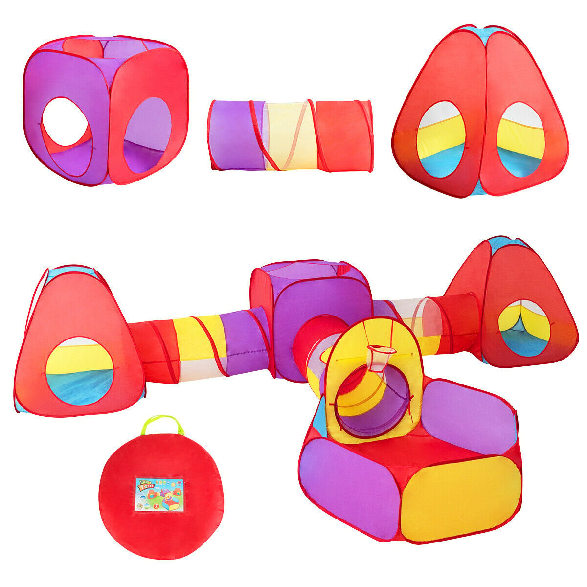 7 Pieces Kids Ball Pit Pop Up Play Tents, Multicolor - Gallery Canada