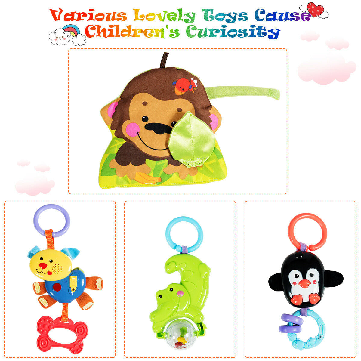 4-in-1 Baby Play Gym Mat with 3 Hanging Educational Toys, Multicolor Baby Gyms & Playmats at Gallery Canada