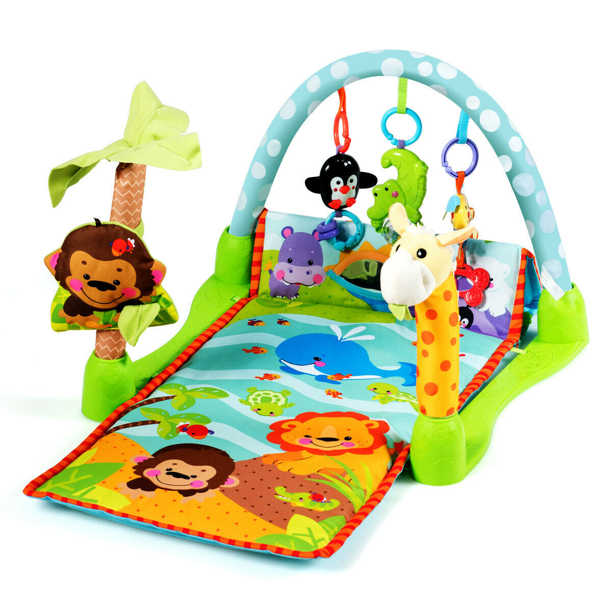 4-in-1 Baby Play Gym Mat with 3 Hanging Educational Toys, Multicolor Baby Gyms & Playmats at Gallery Canada