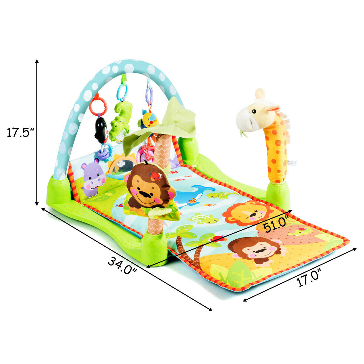 4-in-1 Baby Play Gym Mat with 3 Hanging Educational Toys, Multicolor Baby Gyms & Playmats at Gallery Canada